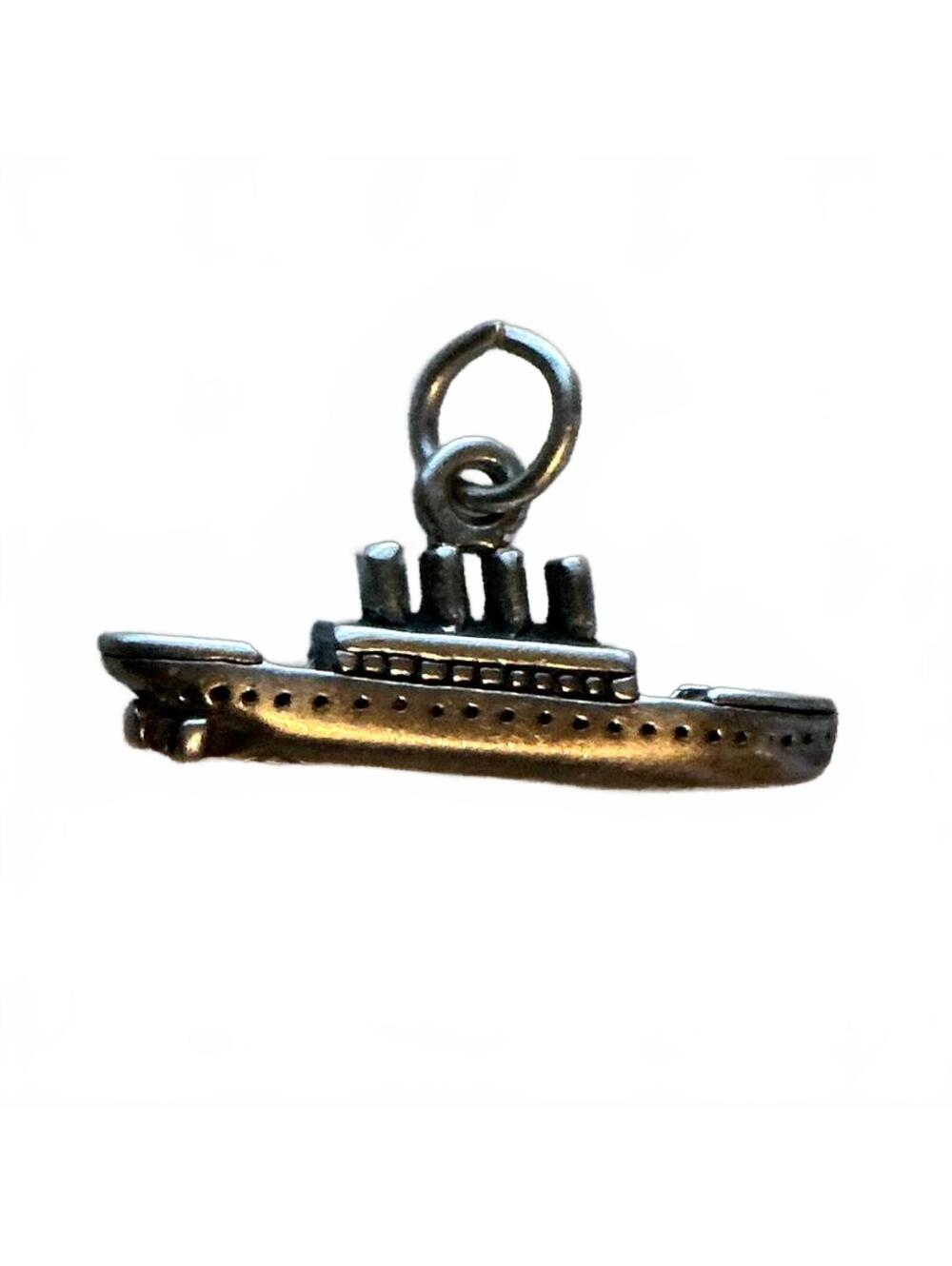 3D Ocean Steam Liner Cruise Ship Titanic 925 Sterling Silver Charm MADE IN USA